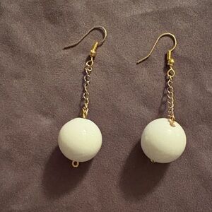 Elegant Gold and White Dangle Earrings